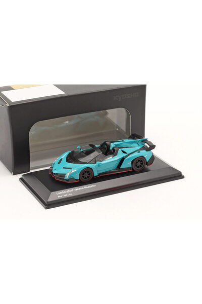 Kyosho Macheta auto Lamborghini Veneno Roadster, Blue Edition, 1:64