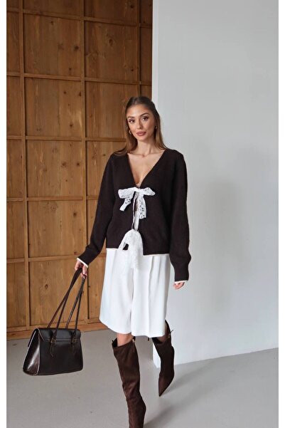 Bak'ap Преміум тренд мереживна стрічка з деталями вовняний кардиган