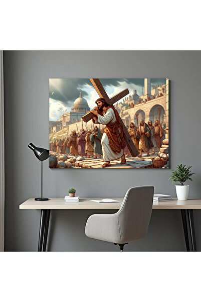 Printees Tablou Isus purtând crucea - Canvas pe șasiu - 40x30 cm