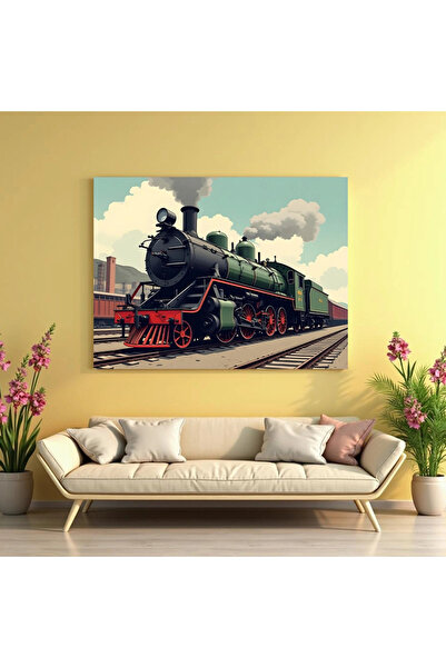 Printees Tablou Locomotiva Verde - Canvas pe șasiu