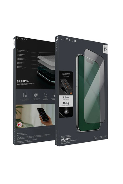 Levelo واقي شاشة Edgepro 9H عالي الوضوح مع أداة تطبيق لهاتف iPhone 17 Air - شفاف