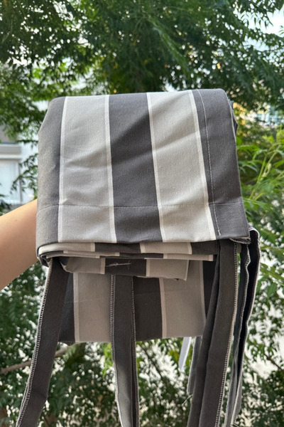 SHY TEKSTİL Lüks Antrasit-Gri Elegance EnxBoy Bağcıklı Balkon Perdesi