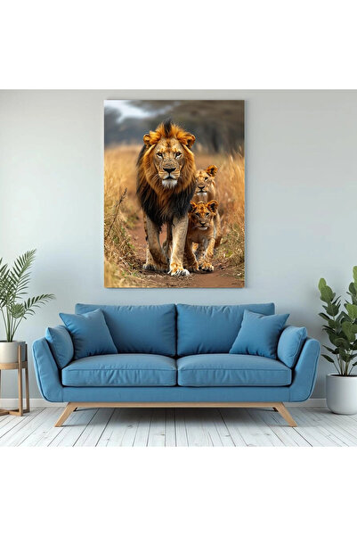 Printees Tablou - Leu cu pui - Canvas pe șasiu - 40x30 cm