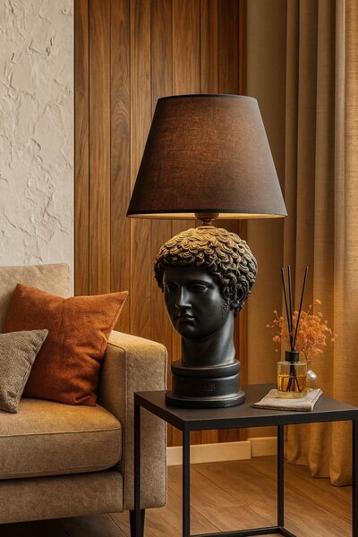 Home Siyah Büst Formlu Modern Dekoratif Masa Lambası – Rustik Tasarım Abajur