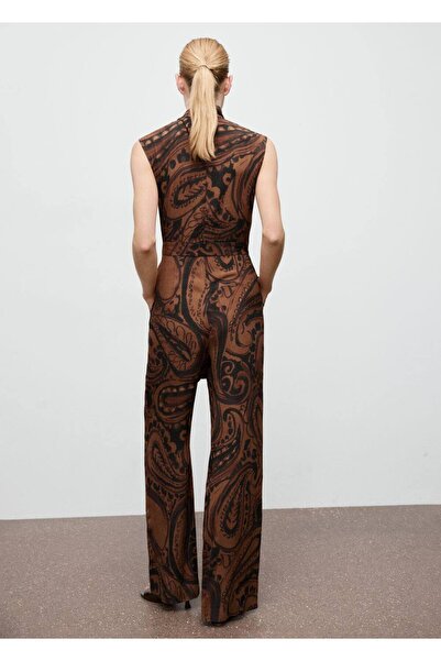 MANGO Woman Şal desenli kemerli tulum