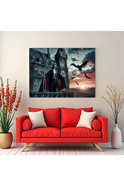 Printees Tablou - Dracula la castel în Transilvania - Canvas pe șasiu - 40x30 cm