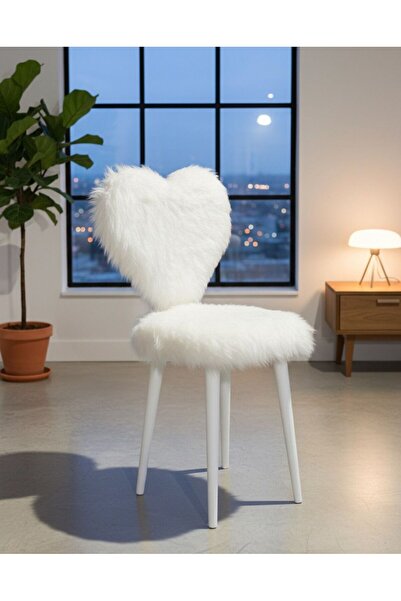 Masal Home White2 Kalp Makyaj Sandalyesi