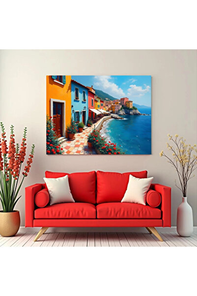 Printees Tablou - Case lângă mare - Canvas pe șasiu - 40x30 cm