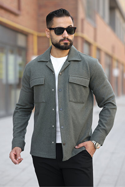 Artı1 Men's Relax Fit Comfortable Cut Double Pocket Winter a Quality Cashmere Jacket - Coat