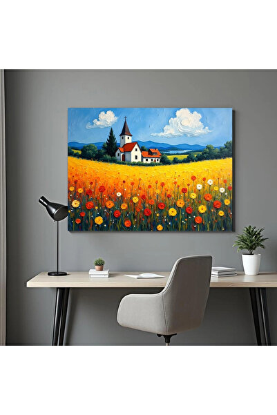 Printees Tablou peisaj, Flori în lanul de grâu - Canvas pe șasiu - 40x30 cm