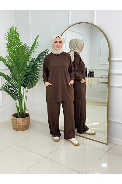 Valens Butik Comfortable Fit Pocketed Tunic and Pants Set Mina