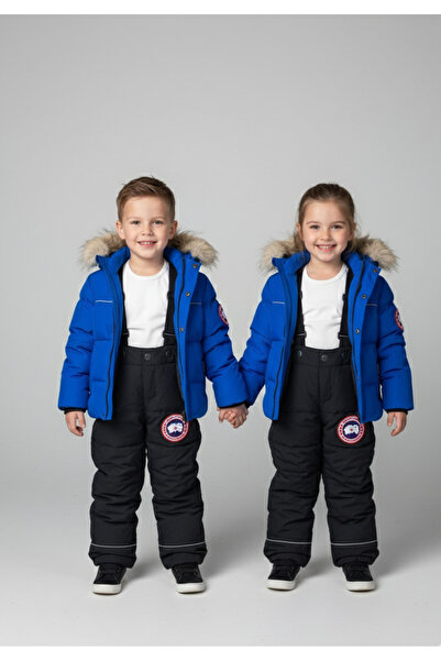 YusGos Hooded Baby Kids Snow Winter Astronaut Coat and Suspender Salopet Padding Pants Coat (1-5 Years)