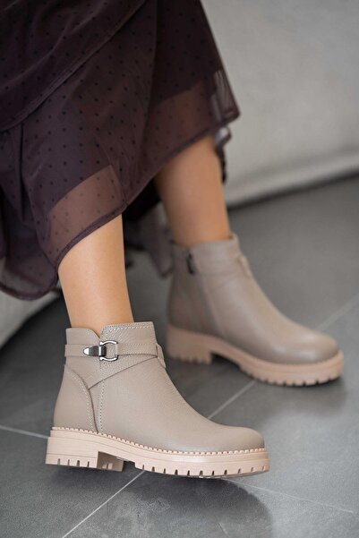 Parponi Γυναικείες κοντές μπότες από γνήσιο δέρμα Mercury Mink