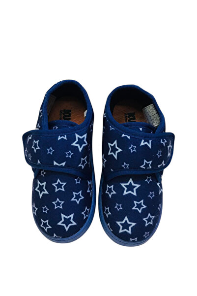 KU&PA SHOES Pas Laci Yıldız Printed Kids Unisex Slippers Shoes Velcro Anti-Slip Sole Home Slippers Kp-2006