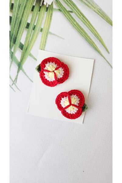 Hand Mother's Since 2024 Red Flower Organic Baby Buckle Set of 2 Low Hair New...