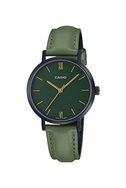 Casio Women's Analog Watch Green Dial Leather Band LTP-VT02BL-3AUDF