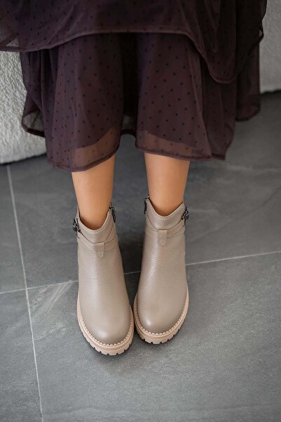 Parponi Γυναικείες κοντές μπότες από γνήσιο δέρμα Mercury Mink