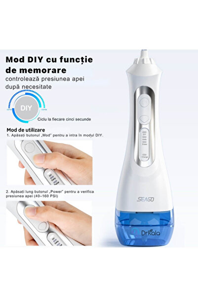 DrKala Oral Irrigator, Oral Shower type SG-833, DrKala, 2000 pulsations/min, 4 Programs, 5 nozzles included, White