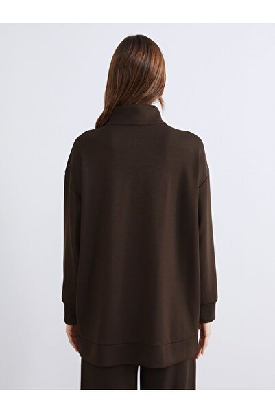 LC Waikiki Lcw Modest Stand Collar Oversize Women's Sweatshirt Tunic