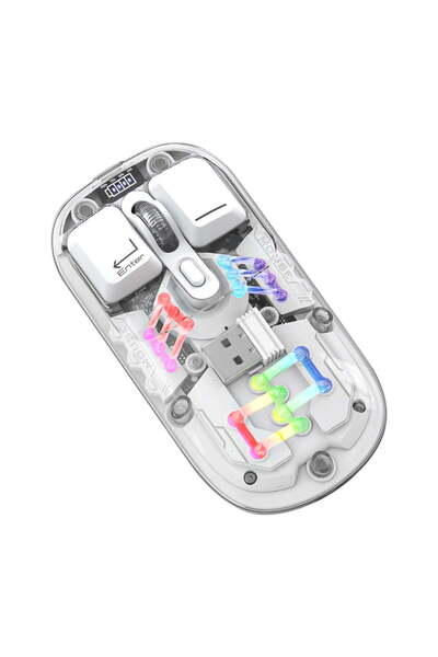 HYX Transparent Wireless Mouse 2.4G/Bluetooth 5.0 2-Mode Connection Type-C Rechargeable Mouse Standard M