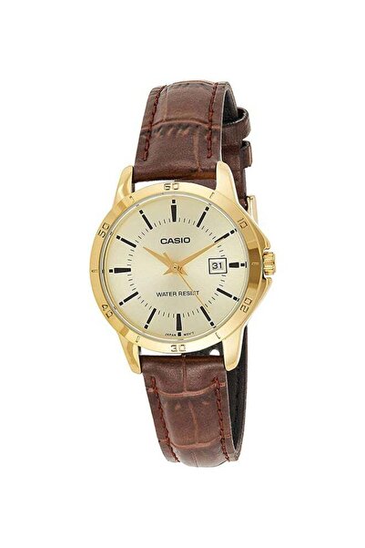Casio Women's Leather Quartz Analog Watch LTP-V004GL-9AUDF - 35 mm - Brown