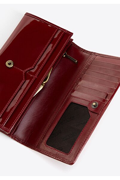 Wittchen Woman Large women's wallet made of patent leather with logo red red leather