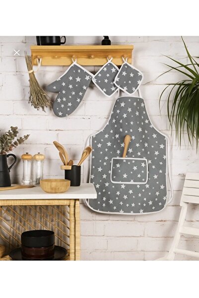 Mustgross 4 Piece Kitchen Set & Kitchen Apron, Oven Mitts, 2-Piece Holder - Waterproof