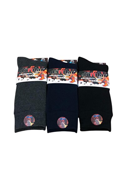 Dündar 3-Piece Men's Thermal Towel Winter Socks Stitch-Free Socks Size 40 - 44 No