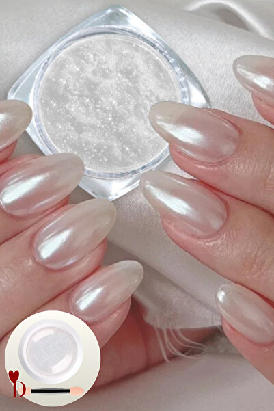 Dami Beauty Sedefli İnci Tozu Seti - Parlak Tırnaklar için Işıltılı Beyaz