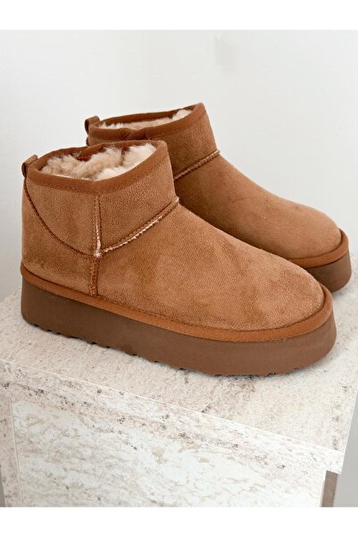 I Love Shoes Leonar Kadın İçi Tüylü Bot Taba Süet