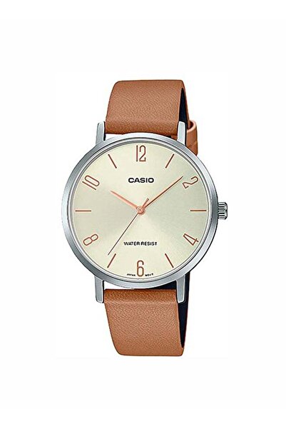Casio Women's Enticer Leather Analog Watch LTP-VT01L-5BUDF - 34 mm - Brown