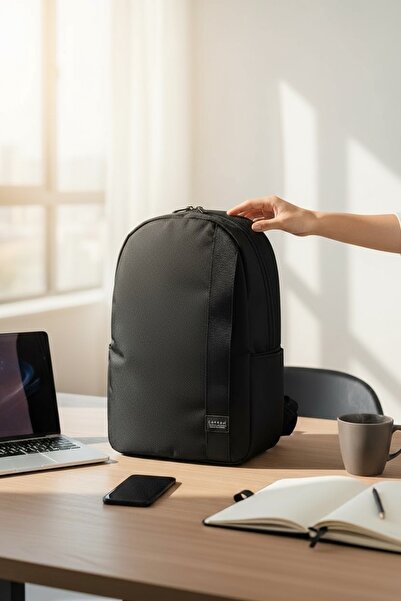 KAFFAA Black Two Compartment Waterproof Backpack