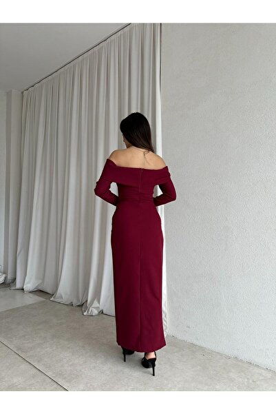 Mooi Butik EMİLİA Maxi Elbise 4210 - Bordo