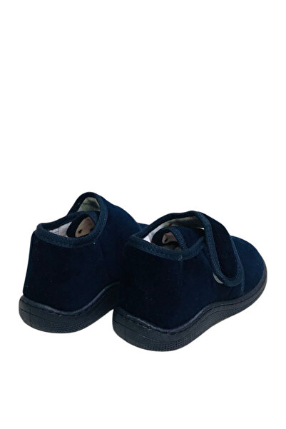 KU&PA SHOES Pas Dark Navy Velvet Kids Unisex Slippers Shoes Velcro Anti-Slip Sole Home Slippers Kp-1004