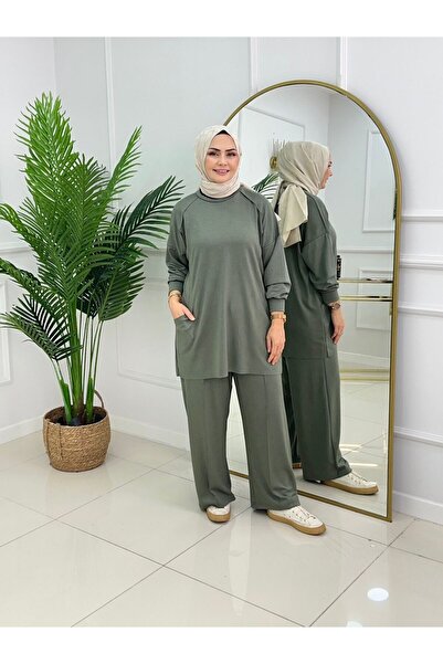 Valens Butik Comfortable Fit Pocketed Tunic and Pants Set Mina