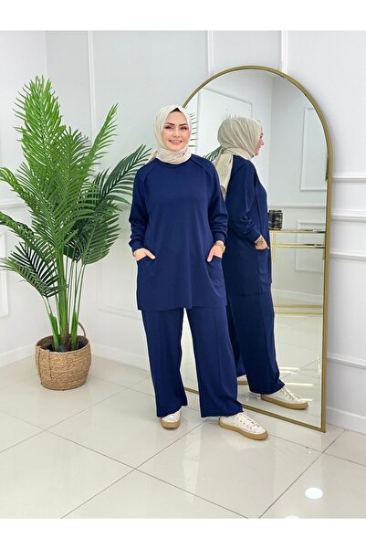 Valens Butik Comfortable Fit Pocketed Tunic and Pants Set Mina