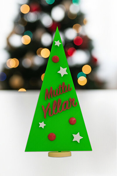 Flipped Christmas Pine Tree Green Happy New Year Figure Object Model Ornament