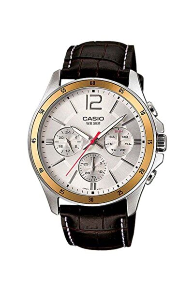 Casio Enticer Chronograph Waterproof Leather Strap Watch Model MTP-1374L-7A f...