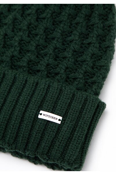 Wittchen Pălărie de damă cu model fin de țesătură, viscoză verde închis