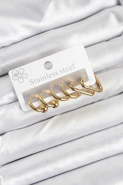 Acousticworld 316L Steel Gold Color Women's Earring Set