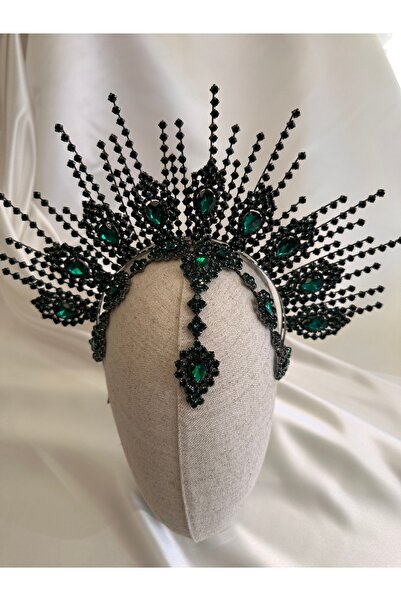Tasarım Zümrüt yeşili Işıltılı Sultana Model After&Kına&Nişan Tacı Gelin Tacı