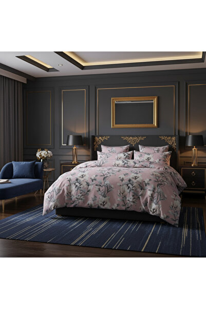 Brava Casa Bliss Double Bed Linen, 6 Pieces, Fine, Powder Pink Floral, Elegant, BravaCasa