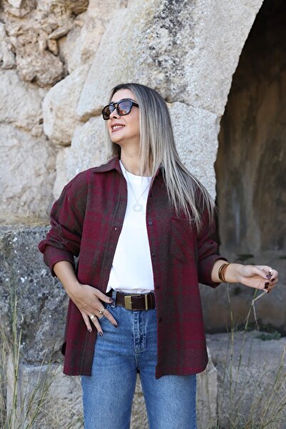 bytugcekaya Bordo Ekose Gömlek