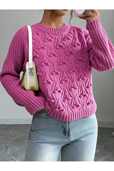 Knitoryx Γυναικείο πλεκτό πουλόβερ με σχέδιο κεράσι Πλεκτό με λαιμόκοψη μαλακό (3 χρώματα)