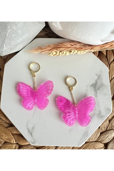 HALHALMILL Fuchsia Pink Butterfly Earrings