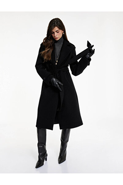 Koton Palton lung cu două rânduri de nasturi cu mâneci lungi, cu buzunare, cu...