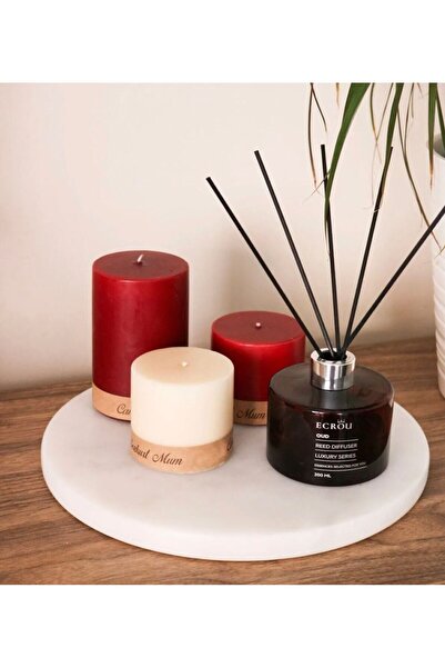 Home Beyaz Mermer Yuvarlak Servis ve Sunum Tabağı, şık ve zarif tasarım