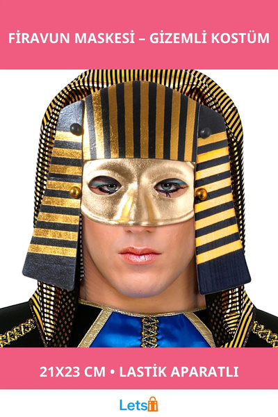 Letsii Egyptian Pharaoh Mask with Rubber Apparatus 21X23 cm