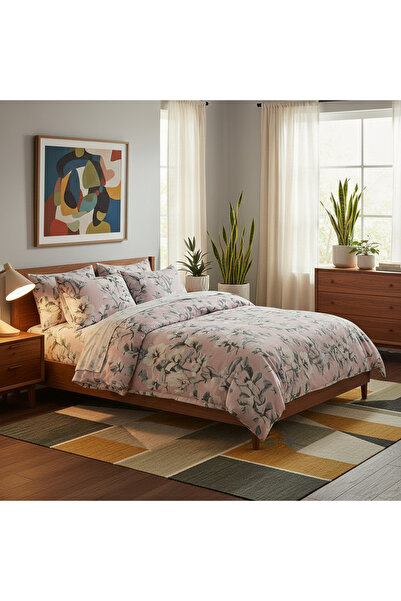Brava Casa Bliss Double Bed Linen, 6 Pieces, Fine, Powder Pink Floral, Elegant, BravaCasa