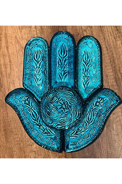 MUGUSA HEDİYELİK EL YAPIMI ÇİNİ SERAMİK KABARTMA DESENLİ FATMAANA MODELİ TURK...